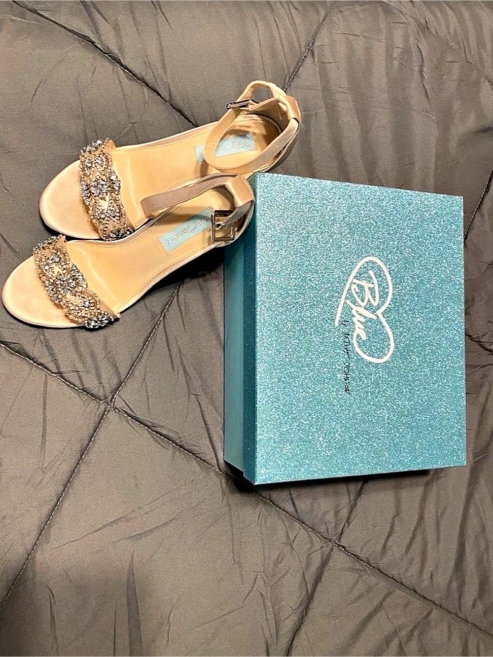 Betsey Johnson Gina Embellished Heels in Gold US 7.5